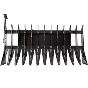 Titan Attachments Skid Steer Root Rake Attachment 72in Wide, Universal Quick Tach Hookup, Root Clearing Brush Rake, Land Clearing Site Prep Implement, Roll Debris, Silage, Brush to Burn Pile