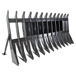 Titan Attachments Skid Steer Root Rake Attachment 72in Wide, Universal Quick Tach Hookup, Root Clearing Brush Rake, Land Clearing Site Prep Implement, Roll Debris, Silage, Brush to Burn Pile