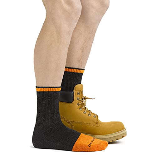 Darn Tough Men's Merino Wool Steely Micro Crew Cushion w/Extra Cushion Toe Socks, Graphite, Large