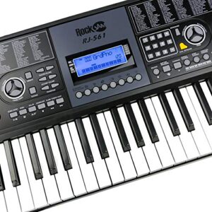 RockJam 61 Key Keyboard Piano With LCD Display Kit, Stand, Bench, Headphones, Simply App & Keynote Stickers