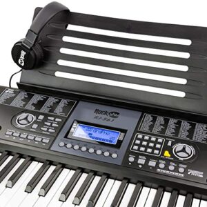 RockJam 61 Key Keyboard Piano With LCD Display Kit, Stand, Bench, Headphones, Simply App & Keynote Stickers