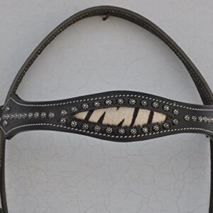 GSk Reitsports New Premium Leather Western Headstall Mini Studs Black Zebra Printed Padded Black