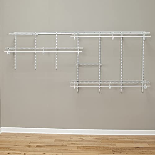 ClosetMaid ShelfTrack Wire Closet Organizer System Adjustable from 7 to 10 Ft, with Shelves, Clothes Rods, Hardware, Durable Steel, White, 7 ft ft