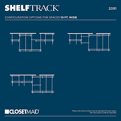 ClosetMaid ShelfTrack Wire Closet Organizer System Adjustable from 7 to 10 Ft, with Shelves, Clothes Rods, Hardware, Durable Steel, White, 7 ft ft