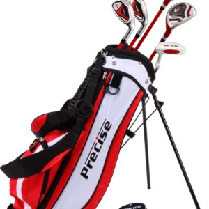 Distinctive Left Handed Junior Golf Club Set for Age 6 to 8 (Height 3'8" to 4'4") Set Includes: Driver (15"), Hybrid Wood (22*), 2 Irons, Putter, Bonus Stand Bag & 2 Headcovers