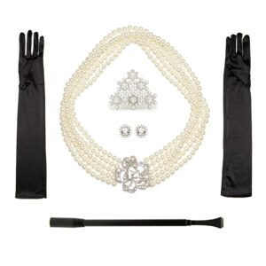 Utopiat Costume Jewelry and Accessory 5 piece Set, Audrey Hepburn inspired (without gift box)