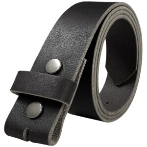 one piece full grain buffalo leather replacement belt strap 1-1/2" wide (black, 52)