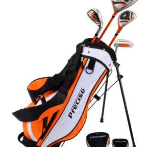 Precise Distinctive Left Handed Junior Golf Club Set for Age 3 to 5 (Height 3' to 3'8""), Set Includes: Driver (15""), Hybrid Wood (22, 7 Iron, Putter, Bonus Stand Bag & 2 Headcovers