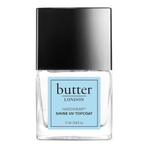 butter LONDON Shine UV Top Coat Nail Polish, Hardwear - Sheer Coverage with Glossy Finish - Quick-Drying Topcoat is Helps Prevent Chipping & Smudging - UV Protection for Long Lasting Radiant Color