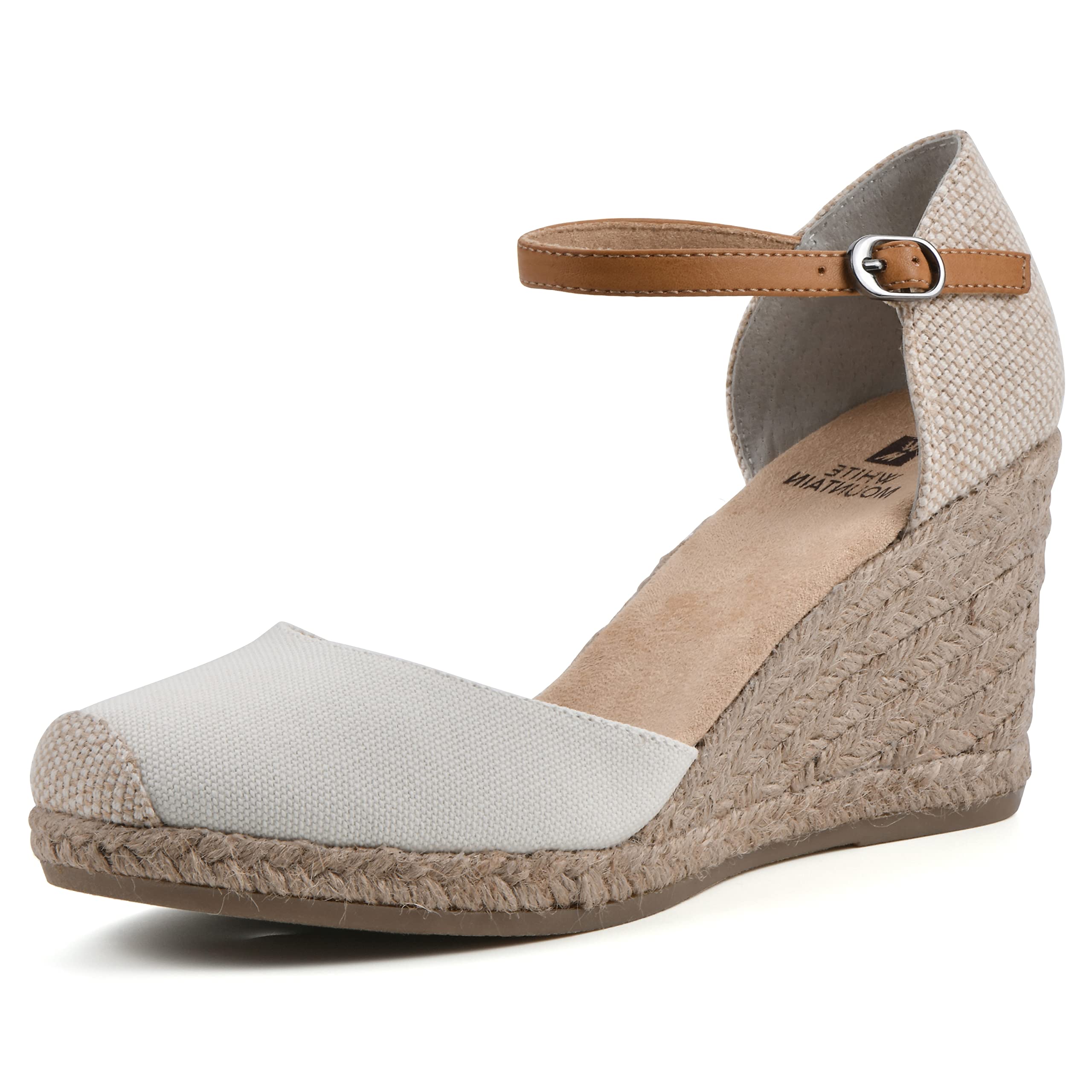 WHITE MOUNTAIN Women's Mamba Espadrille Wedge Sandal, Natural/Fabric, 10 M