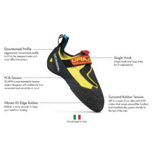 SCARPA Drago Rock Climbing Shoes for Sport Climbing and Bouldering - Specialized Performance for Sensitivity - Yellow - 7