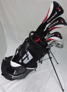 mens left handed golf complete set driver, wood, hybrid, irons, wedge, putter clubs deluxe stand bag lefty lh