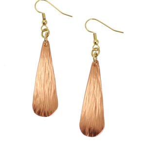 Chased Copper Long Tear Drop Earrings By John S Brana Handmade Jewelry Durable Copper Earrings