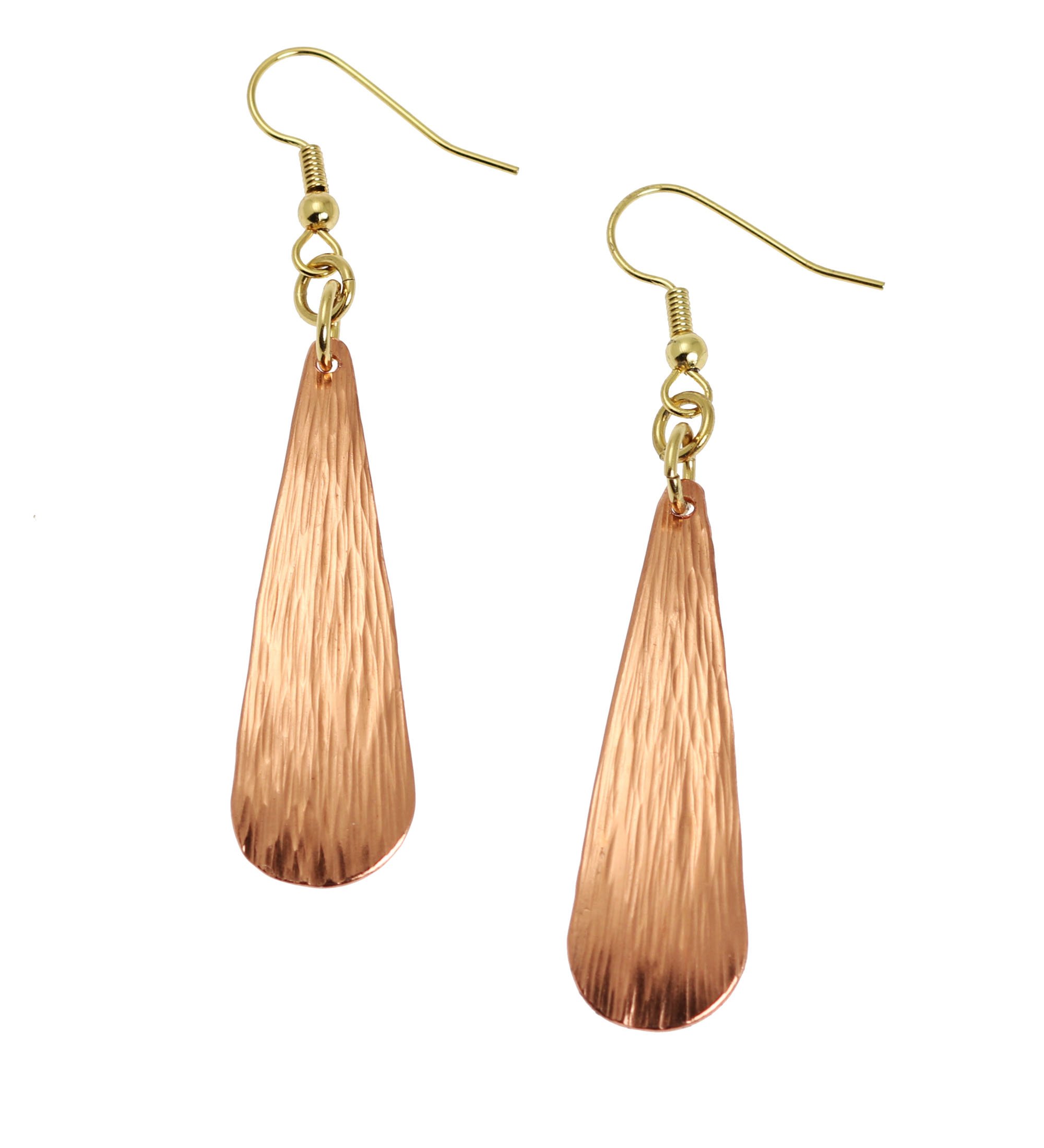 Chased Copper Long Tear Drop Earrings By John S Brana Handmade Jewelry Durable Copper Earrings