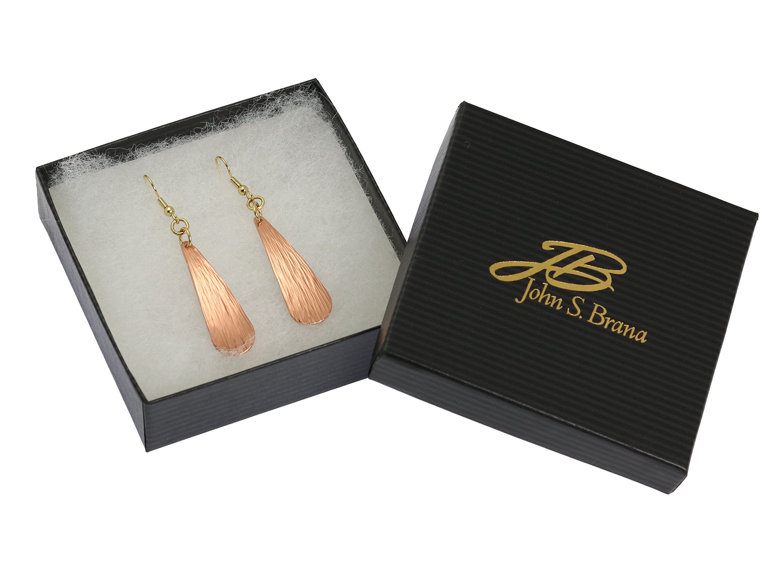 Chased Copper Long Tear Drop Earrings By John S Brana Handmade Jewelry Durable Copper Earrings