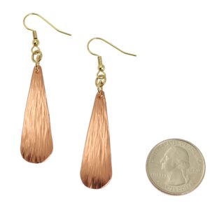 Chased Copper Long Tear Drop Earrings By John S Brana Handmade Jewelry Durable Copper Earrings