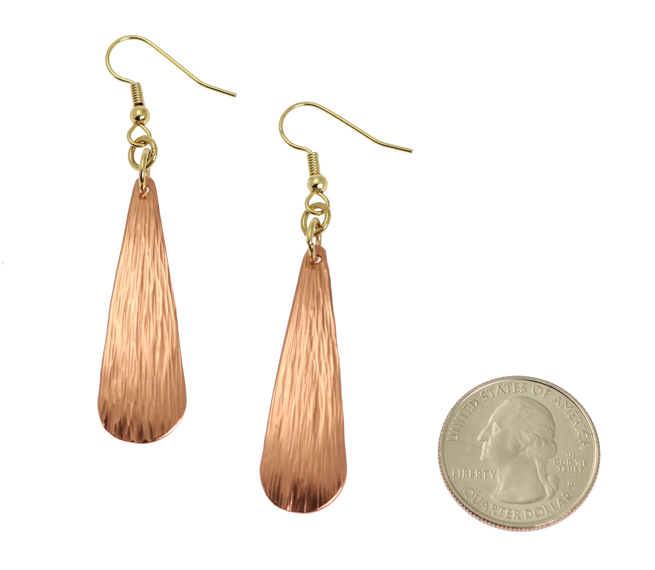 Chased Copper Long Tear Drop Earrings By John S Brana Handmade Jewelry Durable Copper Earrings