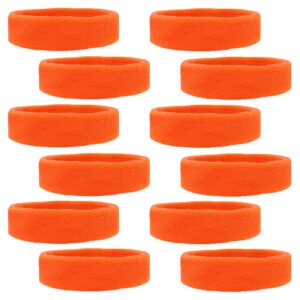 12 Sweatbands Cotton Sports Headbands Terry Cloth Moisture Wicking Athletic Basketball Headband by Kenz Laurenz (12 Pack) (Oarange 12 Pack)