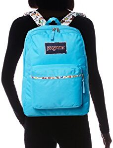 JanSport Mens Classic Mainstream High Stakes Backpack - Mammoth Blue/Multi Stickers / 16.7"H X 13"W X 8.5"D