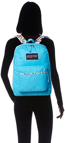 JanSport Mens Classic Mainstream High Stakes Backpack - Mammoth Blue/Multi Stickers / 16.7"H X 13"W X 8.5"D