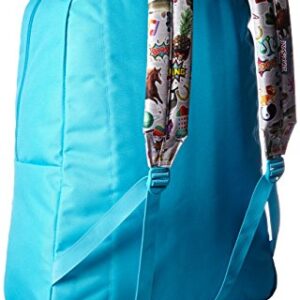 JanSport Mens Classic Mainstream High Stakes Backpack - Mammoth Blue/Multi Stickers / 16.7"H X 13"W X 8.5"D