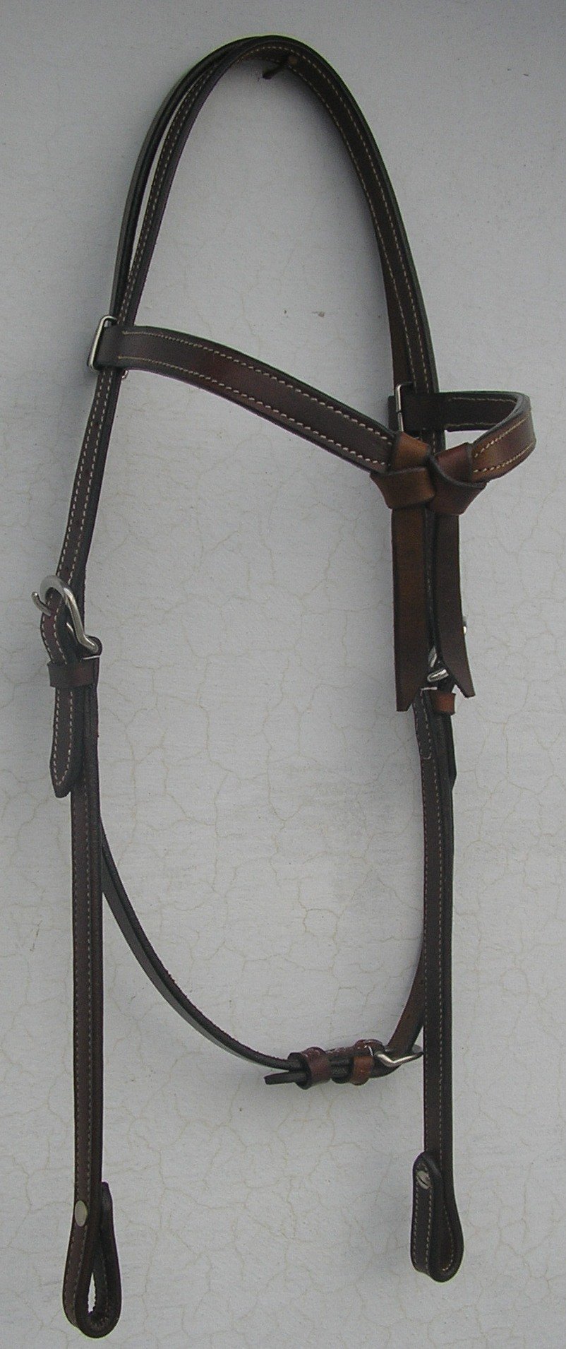 GSk Reitsports New Western Oil Pull up Leather Headstall Raw Hide Futurity Knotted Brow Band Headstall Brown