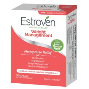 Estroven Weight Management for Menopause Relief - 30 Ct. - Clinically Proven Ingredients Help Manage Weight, Provide Night Sweats & Hot Flash Relief - Drug-Free & Gluten-Free Caplets