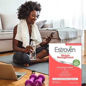 Estroven Weight Management for Menopause Relief - 30 Ct. - Clinically Proven Ingredients Help Manage Weight, Provide Night Sweats & Hot Flash Relief - Drug-Free & Gluten-Free Caplets