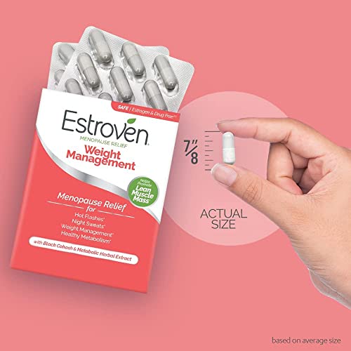 Estroven Weight Management for Menopause Relief - 30 Ct. - Clinically Proven Ingredients Help Manage Weight, Provide Night Sweats & Hot Flash Relief - Drug-Free & Gluten-Free Caplets