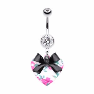 vintage floral heart bow-tie wildklass belly button ring