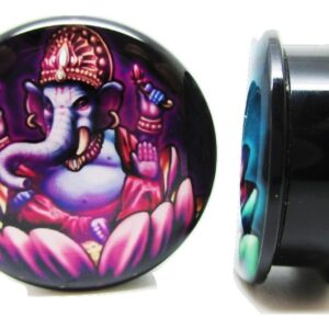 Pierced Republic Ganesh & Buddha Ear Plugs - Acrylic - Screw on - NEW *Pair* - 10 Sizes (2 Gauge (6mm))