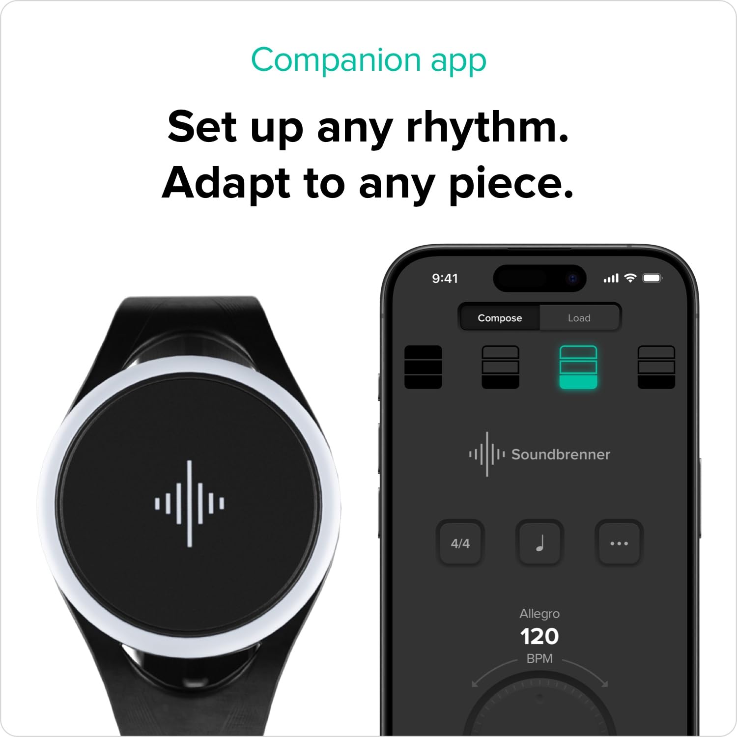 Soundbrenner Pulse | Smart, Vibrating & Wearable Metronome | for All Instruments (Guitar, Piano, Drums) | Tap Tempo (BPM) + Visual Beat Counting | Practice Like A Pro | As Seen at NAMM