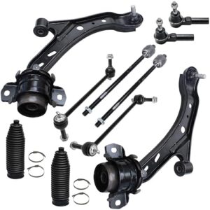 Detroit Axle - Front End 10pc Suspension Kit for 2005-2010 Ford Mustang 2006 2007 2008 2009, 2 Lower Control Arms 2 Sway Bar Links 4 Inner & Outer Tie Rods 2 Boots & Bellows Replacement