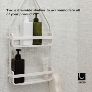 Umbra Flex Hanging Shower Caddy, Bathtub Shelf and Bathroom Organizer, White