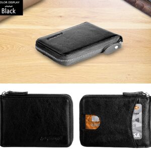 Admetus Men's Zipper Wallet Leather Bifold Wallets Slim RFID Blocking Zip Around Credit Card Holder Compact Small Wallet 2Black