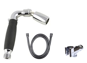 high sierra showerheads® - solid metal handheld shower head kit with slip-free grip. includes handheld shower head, trickle valve, hose with silicone inner tube, and holder. 1.5 gpm. chrome