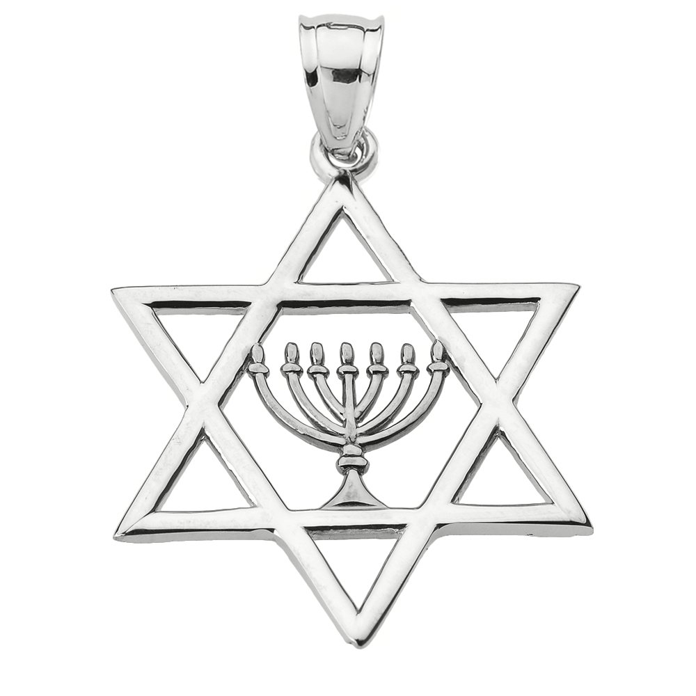 925 sterling silver Star of David with Menorah Pendant