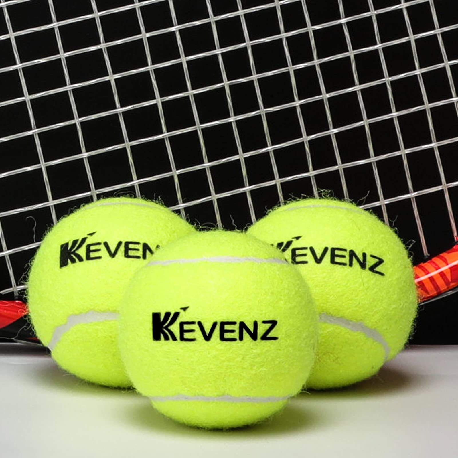 KEVENZ 12-Pack Green Advanced Training Tennis Balls,Practice Ball (Interlocked Wool Fiber)