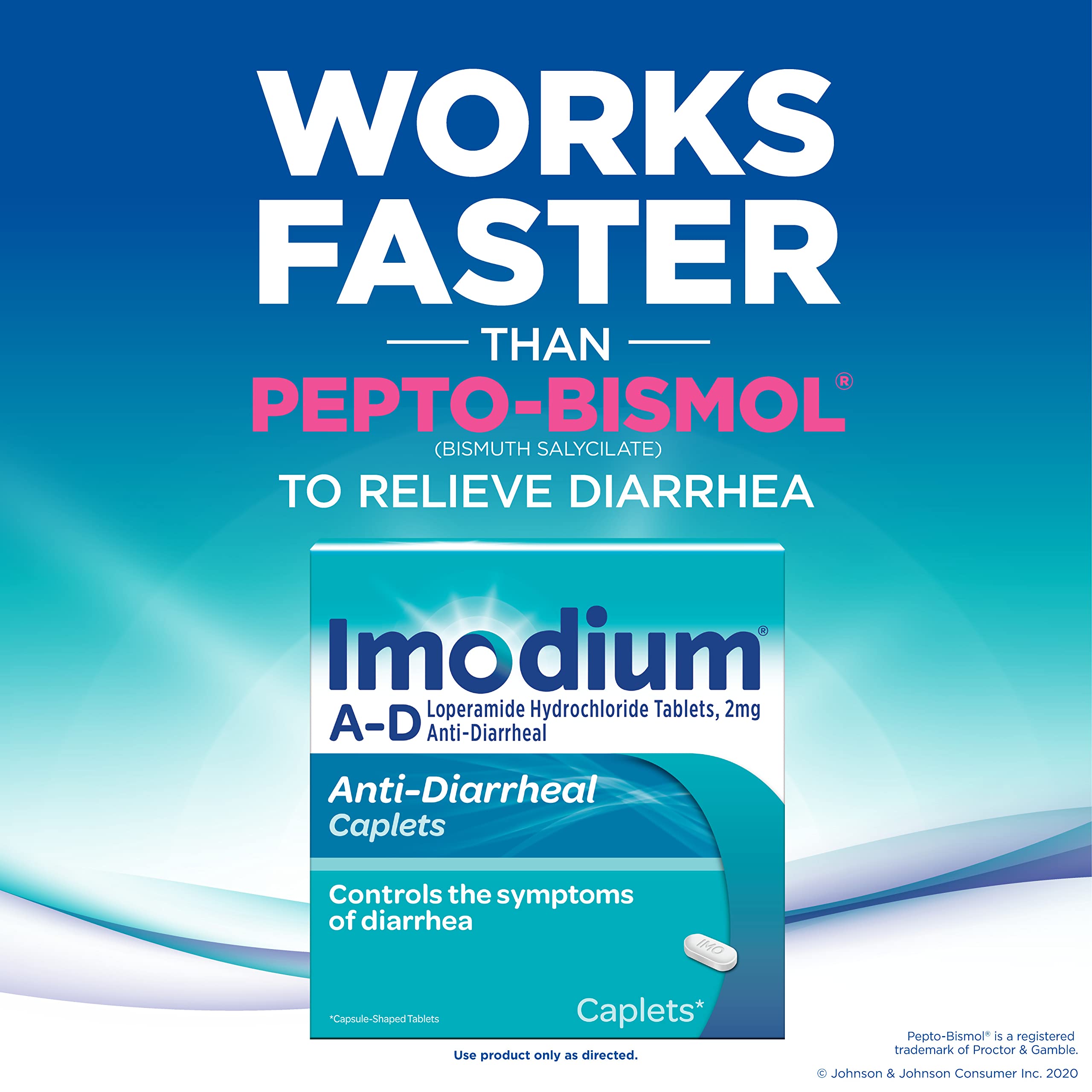 Imodium A-D Diarrhea Relief Caplets with Loperamide Hydrochloride, Anti-Diarrheal Medicine to Help Control Symptoms of Diarrhea Due to Acute, Active & Traveler's Diarrhea, 24 ct.