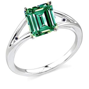 ringjewel 1.78 ct vs1 emerald real moissanite solitaire engagement & wedding ring blue green size 7.5