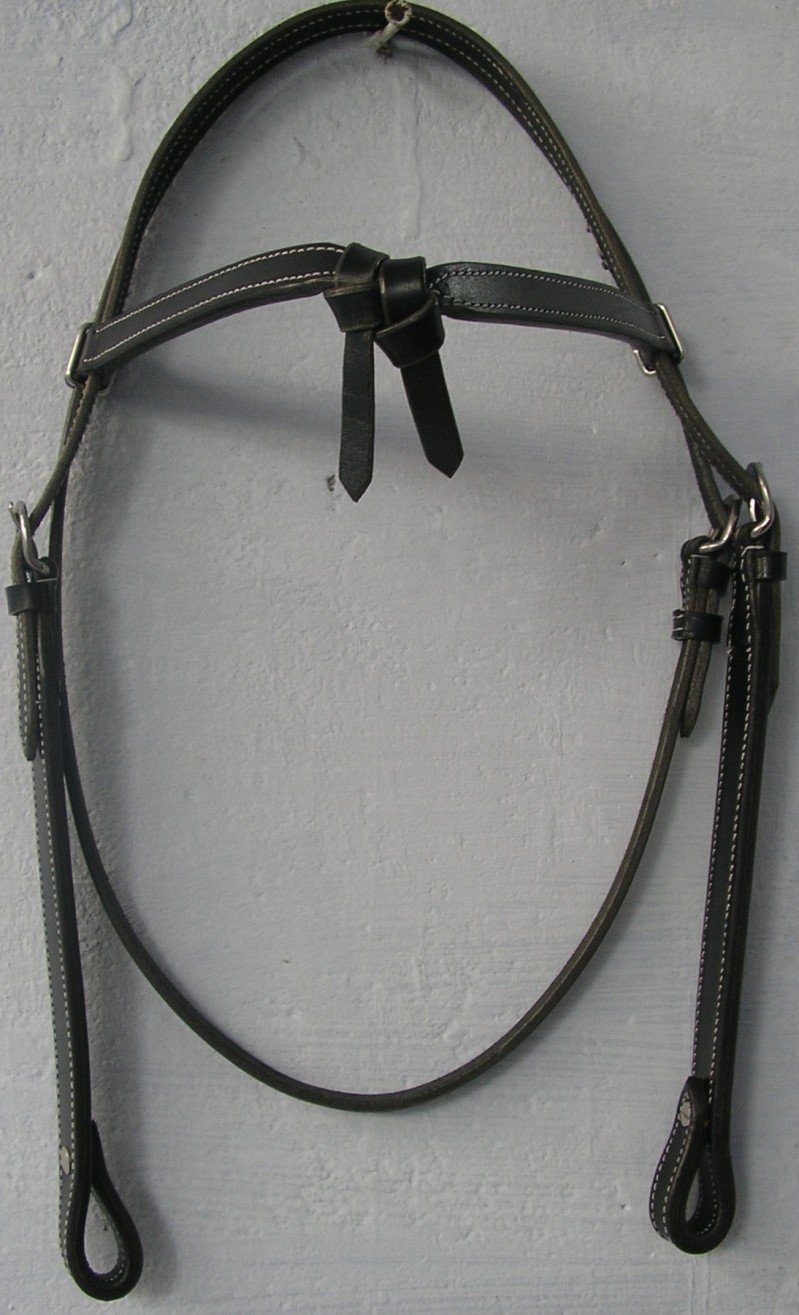 GSk Reitsports New Western Primium Genuin Leather Headstall Knotted Brow Band Headstall Black