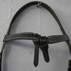 GSk Reitsports New Western Primium Genuin Leather Headstall Knotted Brow Band Headstall Black