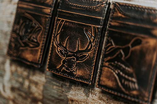 House of Jack Co. Deer Money Clip Wallet | Slim Card Holder | Super Strong Magnet Men's Wallet | Front Pocket Wallet (Deer)