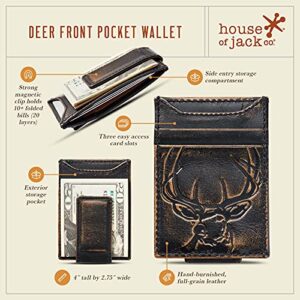 House of Jack Co. Deer Money Clip Wallet | Slim Card Holder | Super Strong Magnet Men's Wallet | Front Pocket Wallet (Deer)