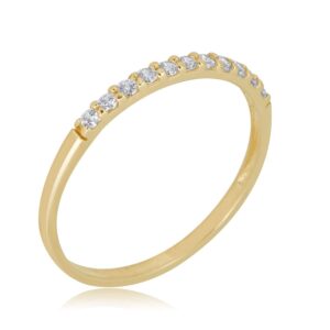 AVORA 10K Yellow Gold Simulated Diamond CZ Half Eternity Band Stackable Ring - Size 7