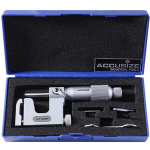 Accusize Industrial Tools 0-1'' x 0.0001'' Multi Anvil Micrometer in Fitted Box, P101-S100