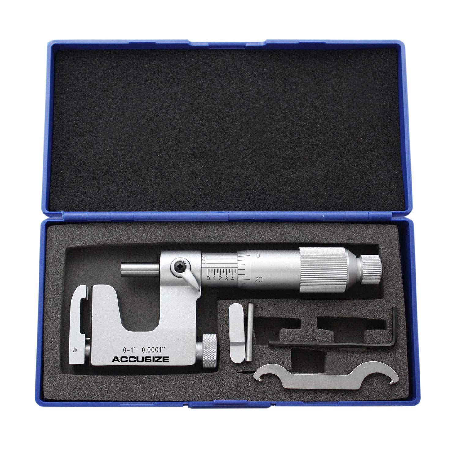 Accusize Industrial Tools 0-1'' x 0.0001'' Multi Anvil Micrometer in Fitted Box, P101-S100