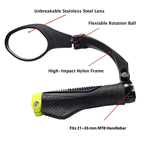 Hafny Handlebar Bike Mirror, Stainless Steel Lens Mirror, Bicycle Rearview Mirror, Safety Reflector, E-bike Mirror, Cycling Mirror, HF-MR081