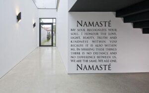 removable vinyl sticker mural decal art decor namaste word phrase quote yoga studio business poster peace meditation sign logo sa134