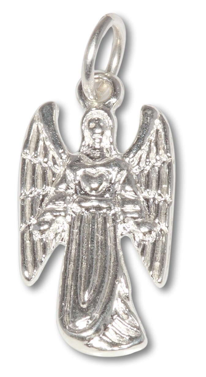 eJewelryPlus Sterling Silver 925 Archangel Urile Uriel Angel of Presence Charm Pendant with Heart Urile Engraved